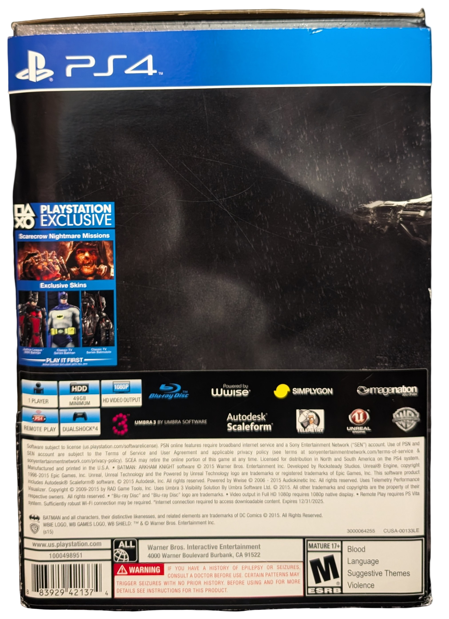 Batman Arkham Knight Limited Edition - Excellent Condition (PlayStation 4)