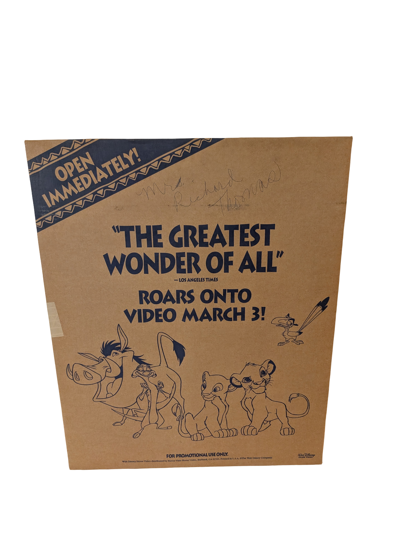 "The Lion King" Roars onto Video March 3 (1995) Store Floor Standee - SEALED