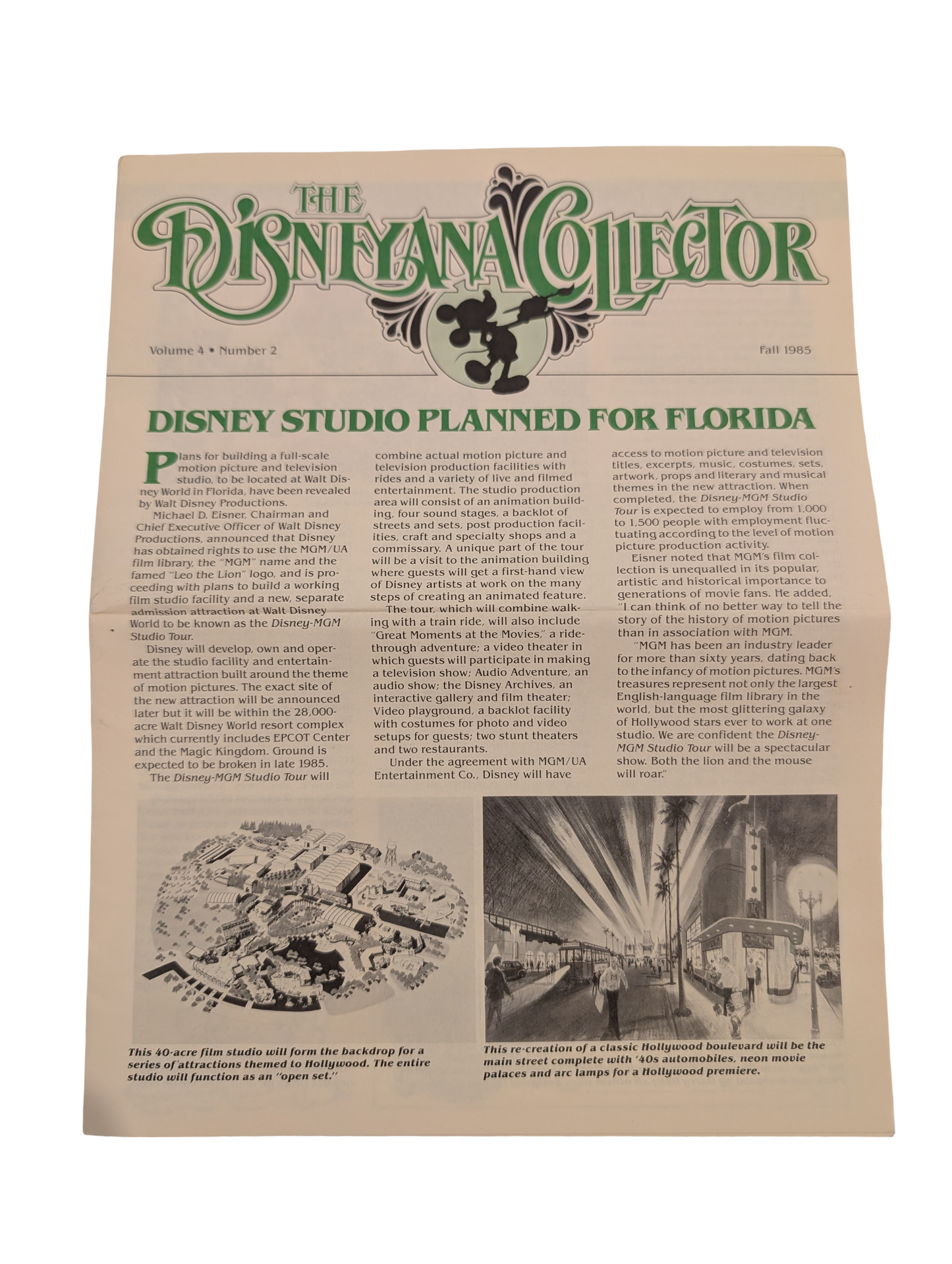 Walt Disney Productions Annual Report - 1985 with TWO Bill Justice Drawings