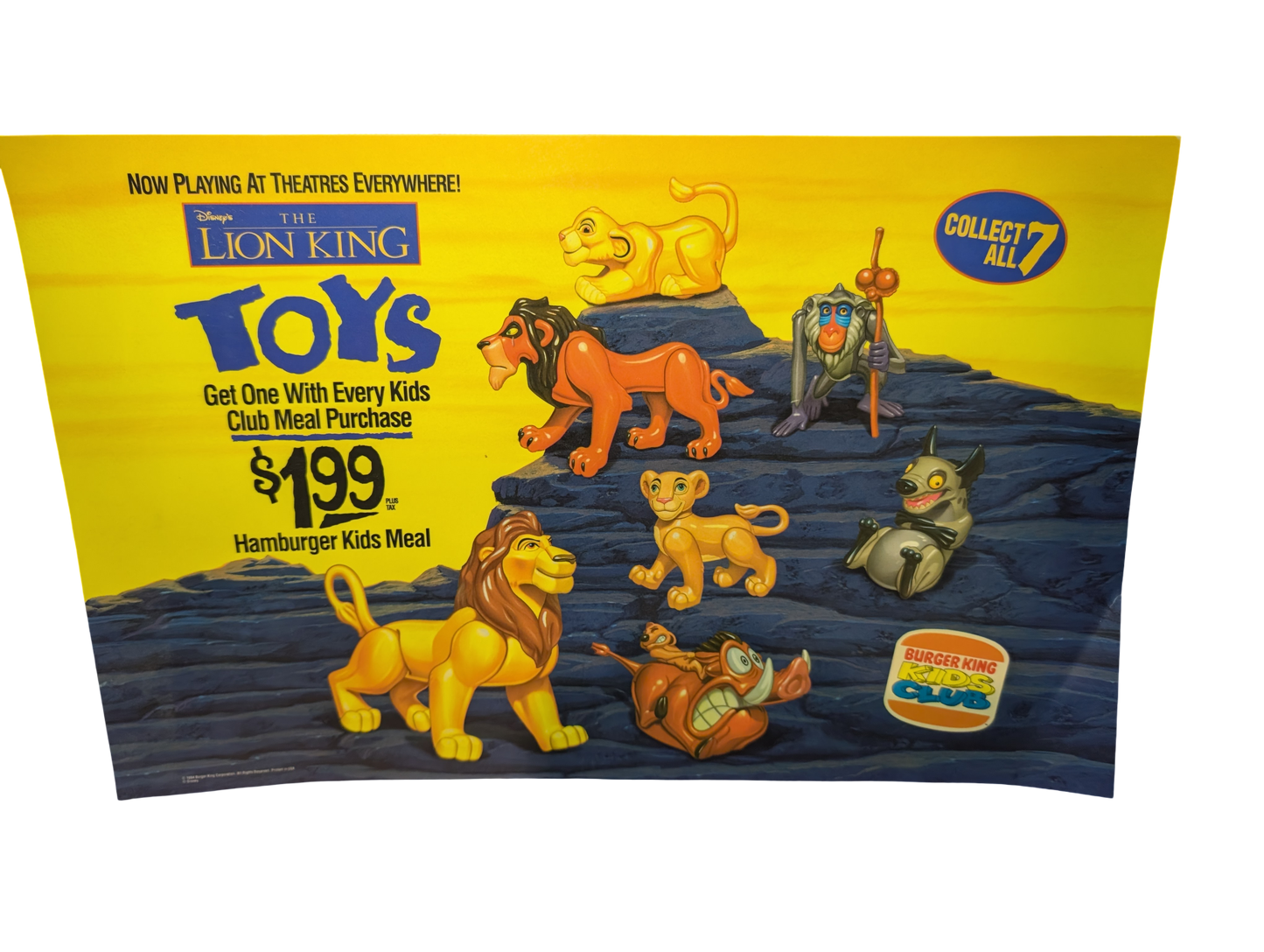 1994 Burger King Disney Lion King Translite Sign
