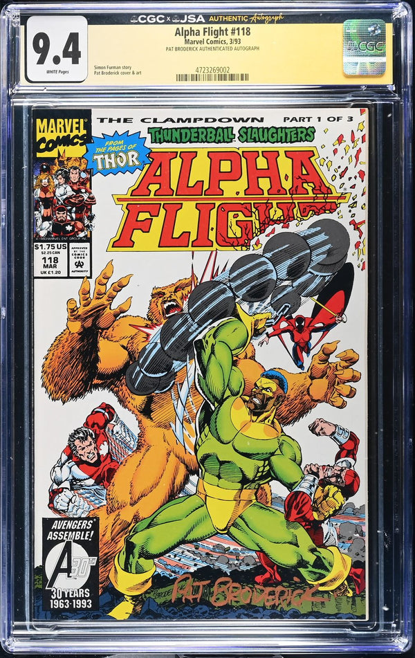Alpha Flight #118 Marvel Comics March 1993 CGC 9.4 Pat Broderick Signed