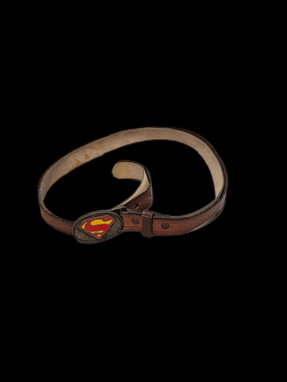 Vintage 1944 DC Comics Superman Leather Belt with Metal Buckle