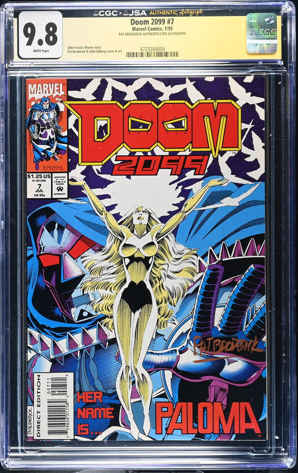 Doom 2099 #7 (Marvel, 1993) CGC 9.8 White Pages Pat Broderick Autographed Comic