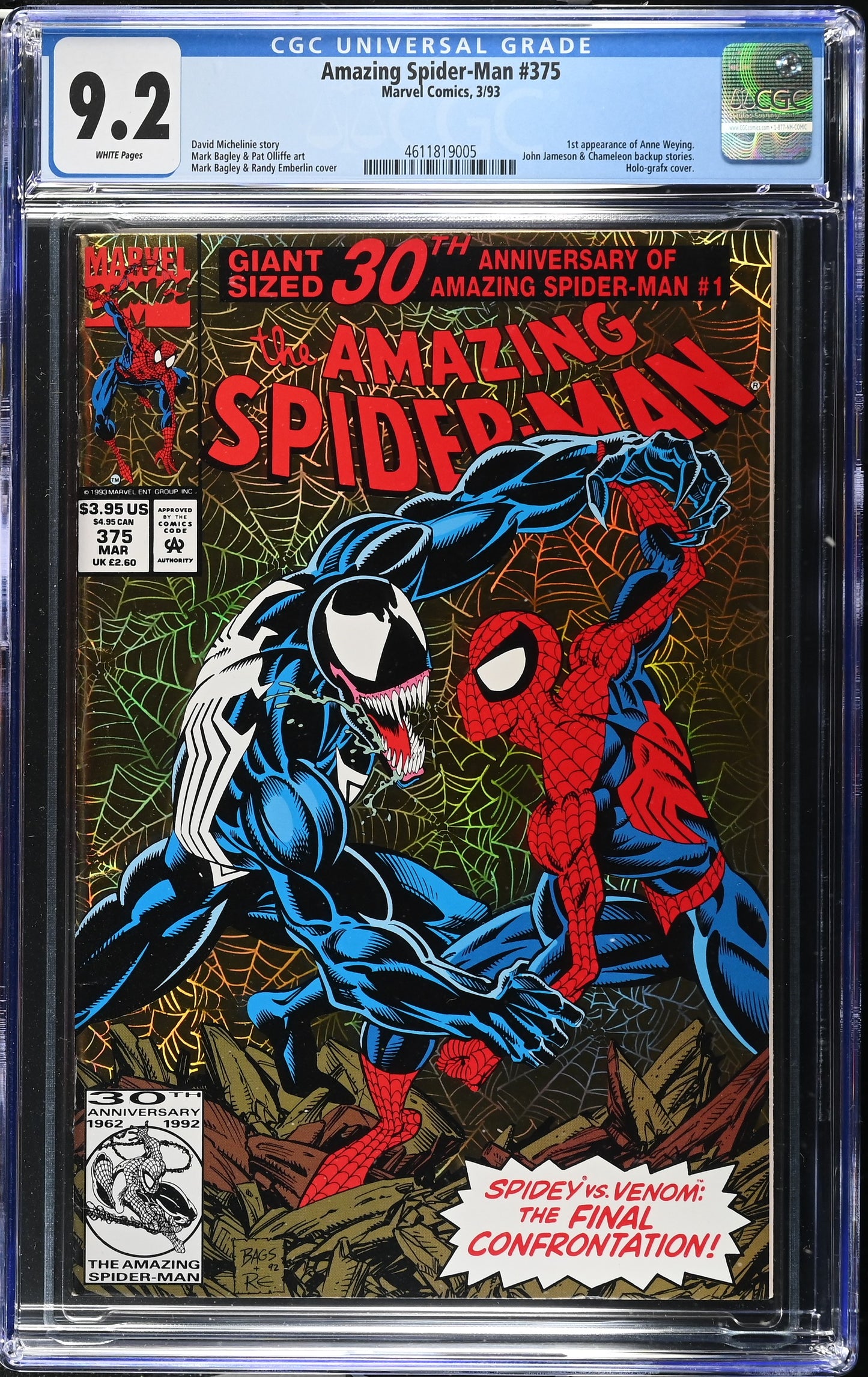 Amazing Spider-Man #375 CGC Graded 9.2 WHITE Pages