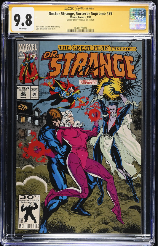 CGC Signature Series ROY THOMAS Doctor Strange, Sorcerer Supreme #39 Graded 9.8 WHITE Pages