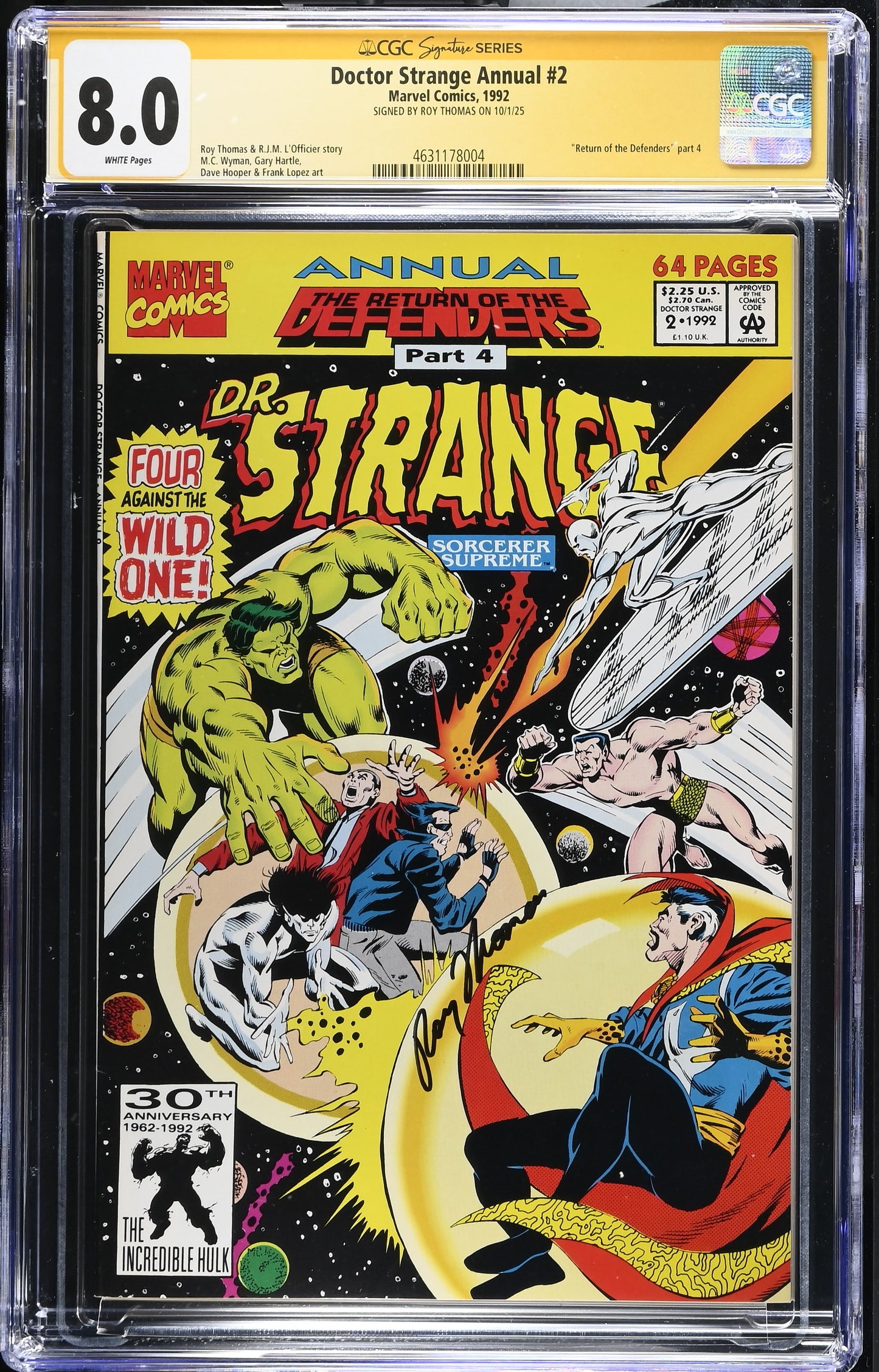 CGC Signature Series ROY THOMAS Doctor Strange Annual #2 Graded 8.0 WHITE Pages