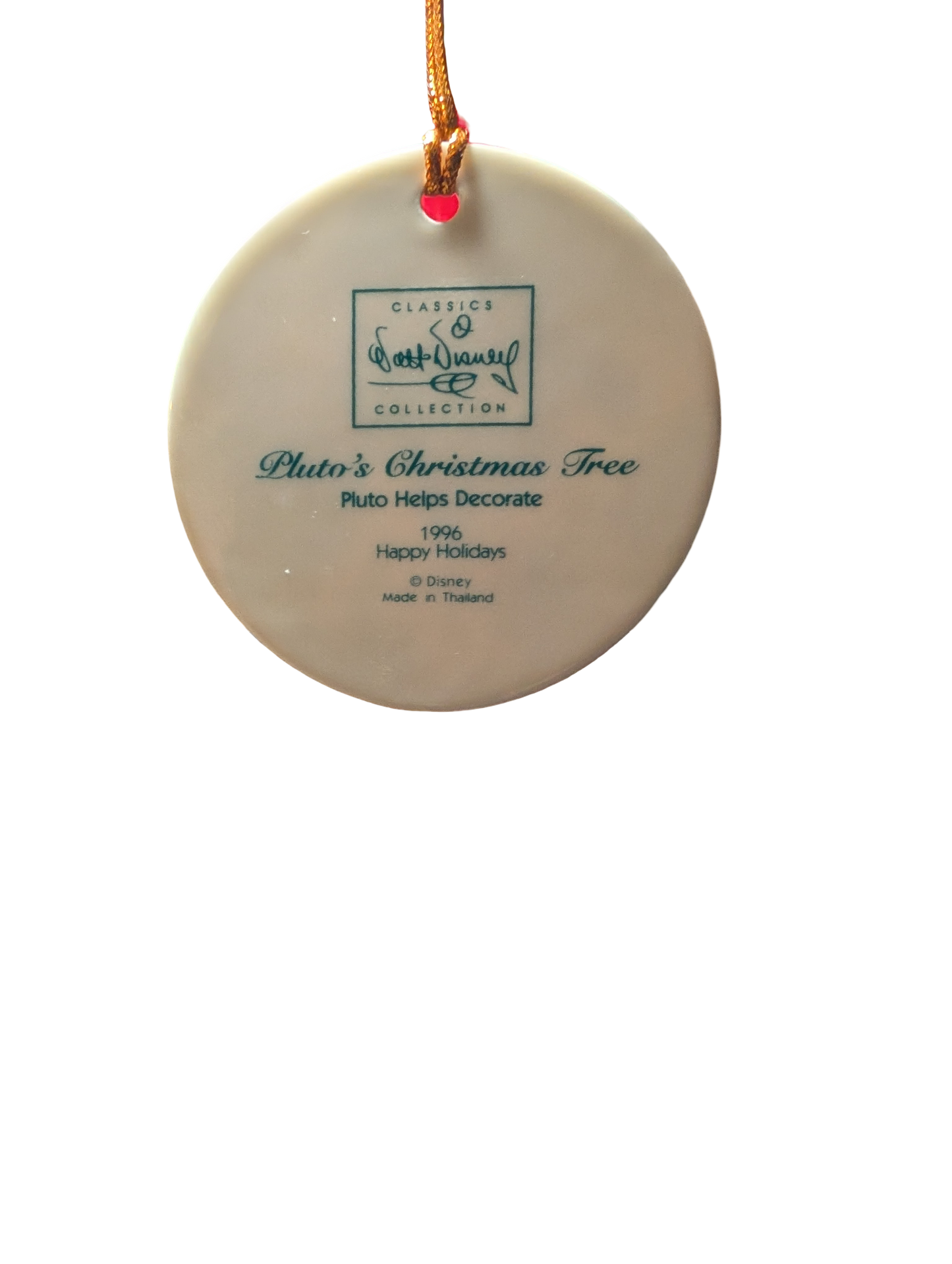 WDCC - Pluto's Christmas Tree  Pluto Helps Decorate Disc Ornament 1996 Happy Holidays - Contents Verified New Condition