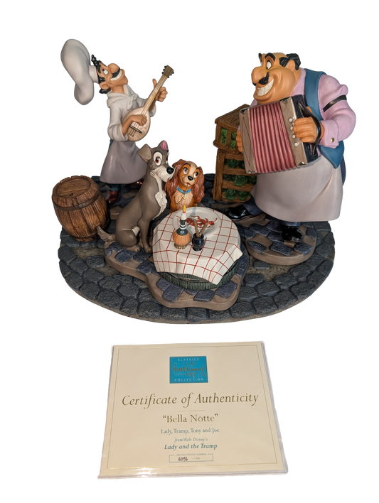 WDCC - Lady and the Tramp "Bella Notte"  - Contents Verified New Condition