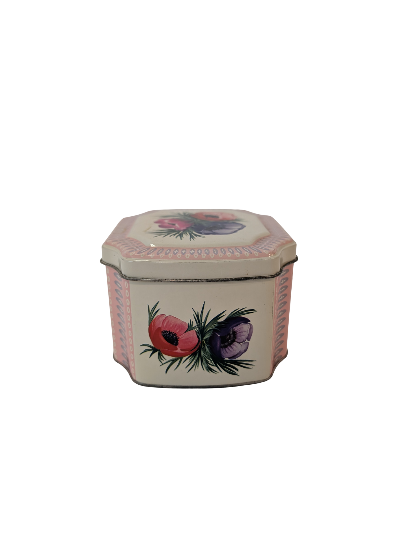 Vintage England floral Biscuit Tin with hinged lid