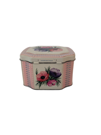 Vintage England floral Biscuit Tin with hinged lid