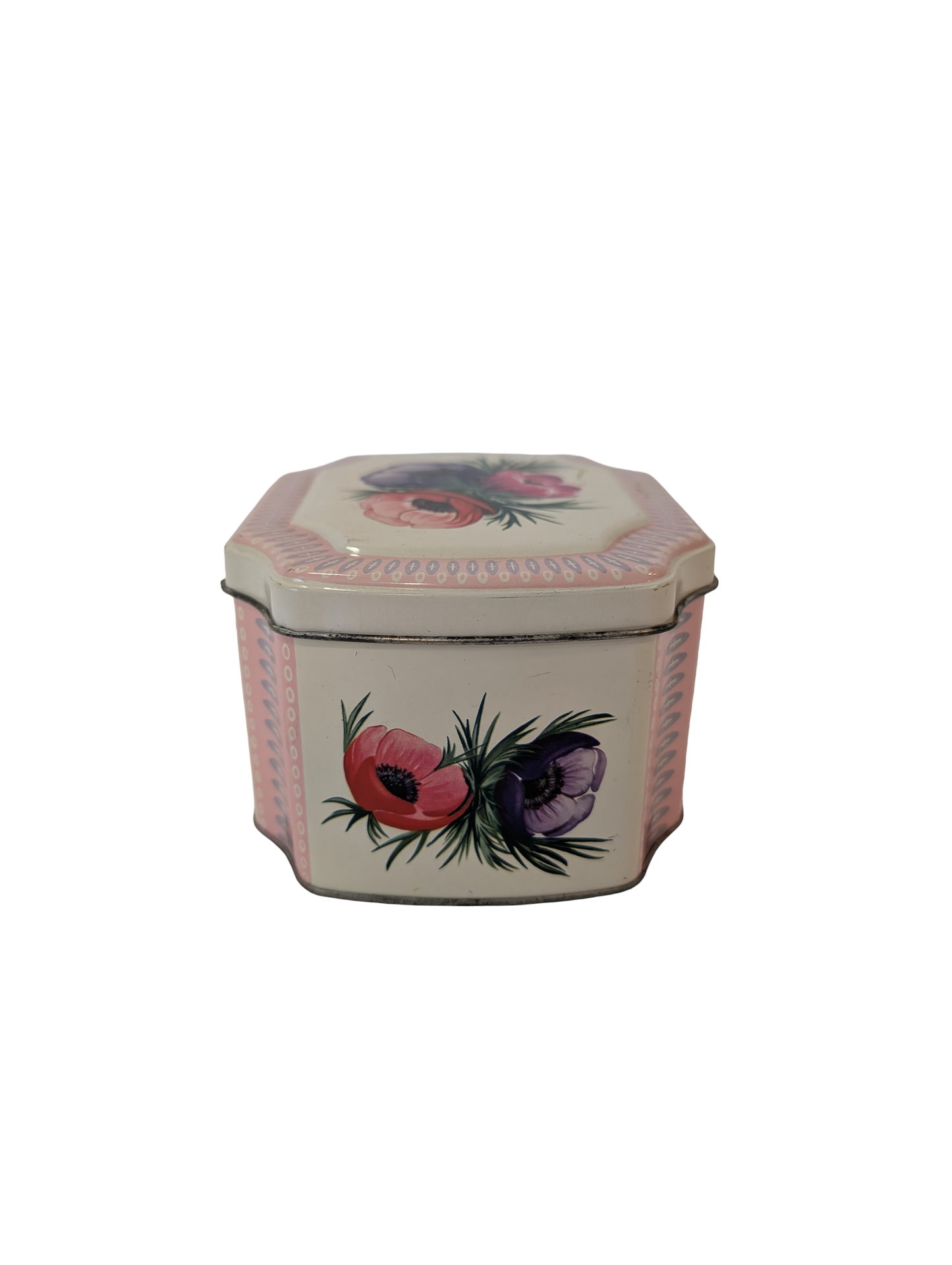 Vintage England floral Biscuit Tin with hinged lid