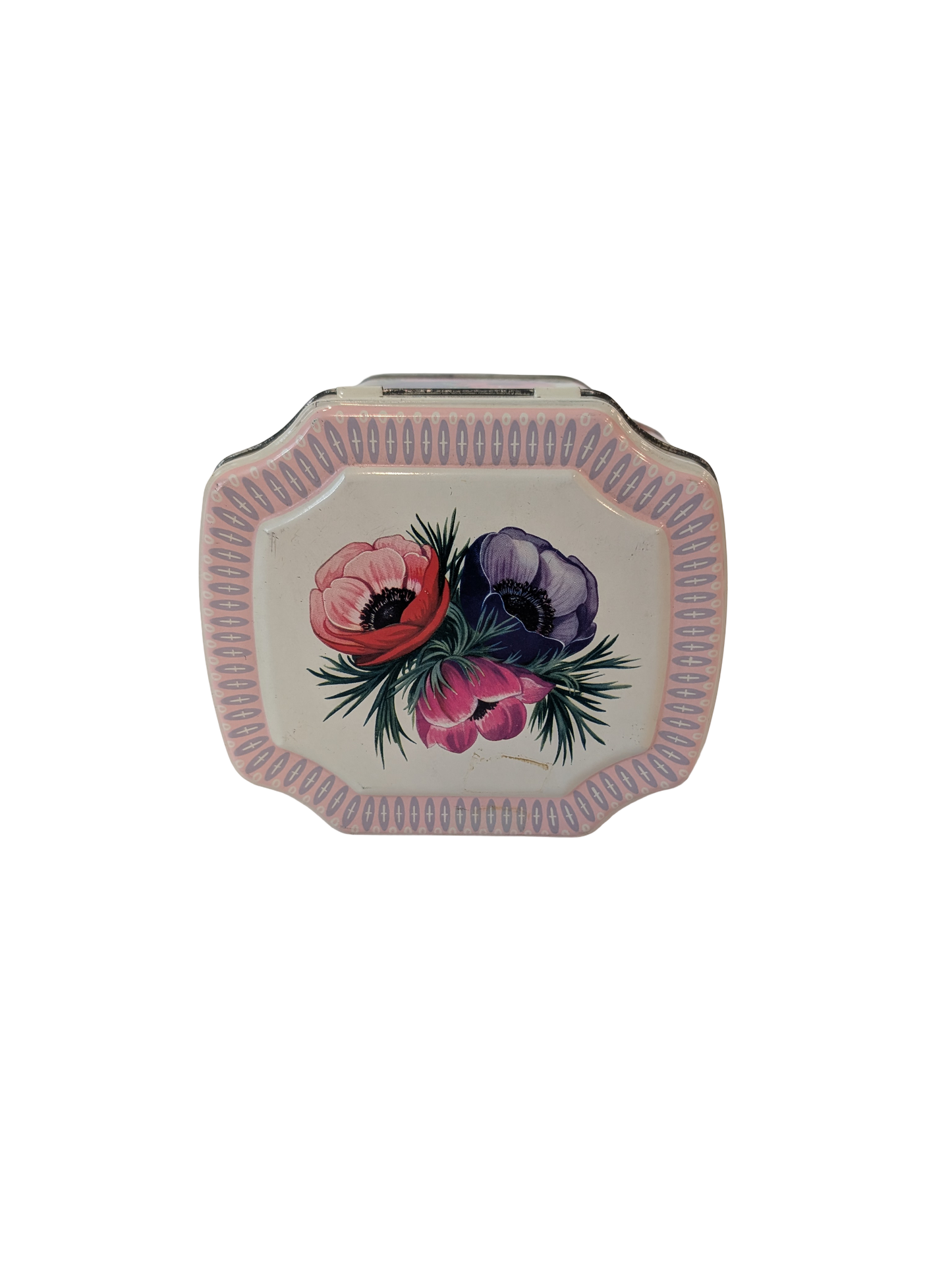Vintage England floral Biscuit Tin with hinged lid