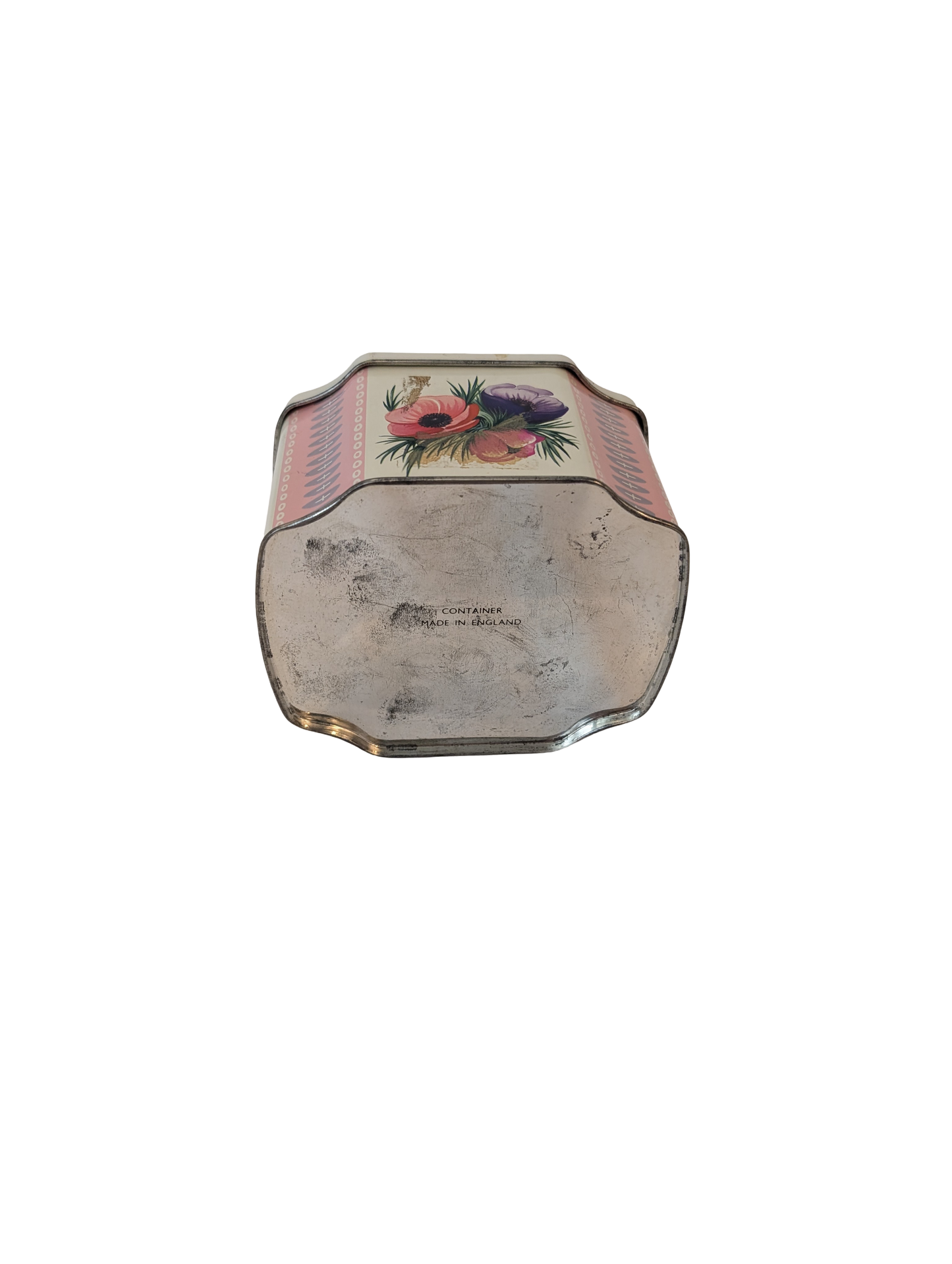 Vintage England floral Biscuit Tin with hinged lid