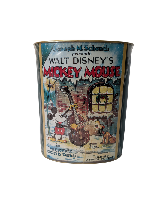 1997 Disney Metal Garbage Can "Mickey's Good Deed" Christmas Holiday