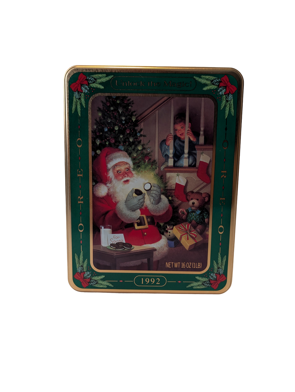 1992 Vintage OREO Cookie Collectable Chrismas Holiday Tin "Unlock the Magic"