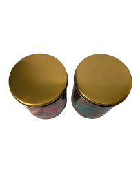 Vintage Tin Can with Floral and leaf pattern trees - set of two