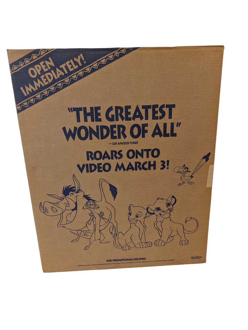 "The Lion King" Roars onto Video March 3 (1995) Store Floor Standee - SEALED