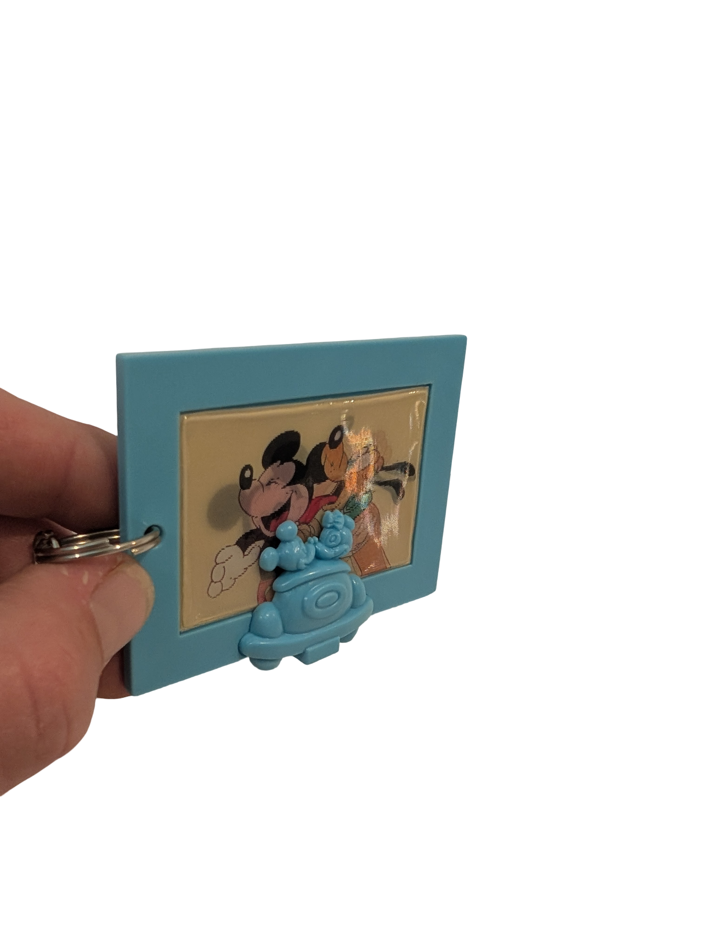 Disney Mickey & Pluto Lenticular Keychain in Mickey Minnie Mouse Drive-In Movie Frame