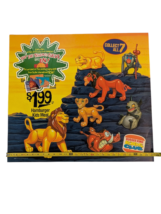 1994 Burger King Kids Club - "Lion King" Toy Poster 27" x 25"