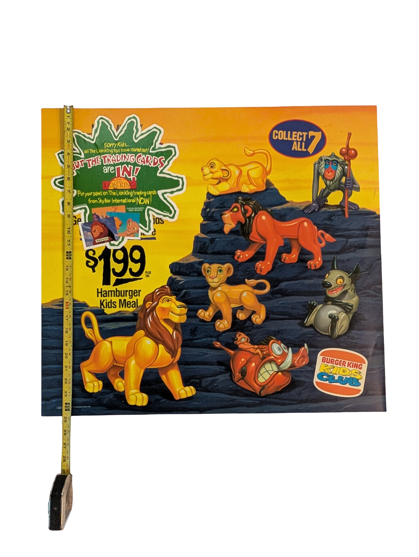 1994 Burger King Kids Club - "Lion King" Toy Poster 27" x 25"