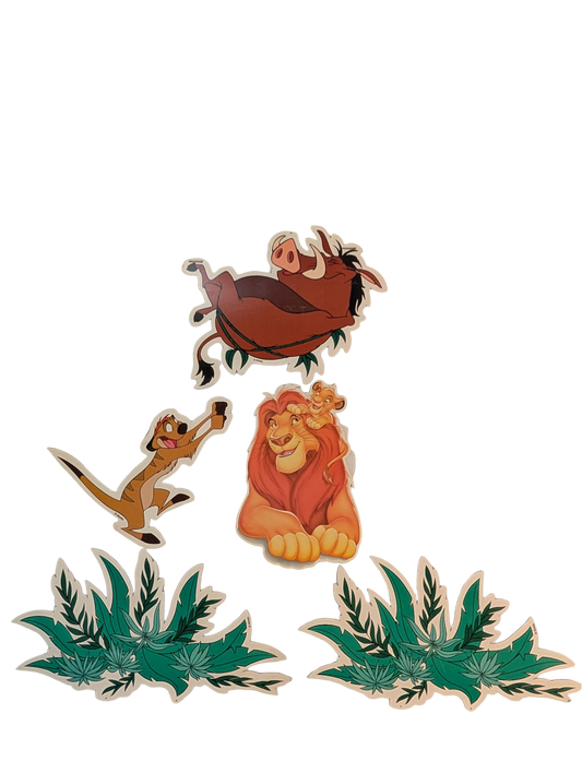 "Lion King" Cardboard Cutouts - Simba, Mufasa, Timon, Pumbaa, and two greenery