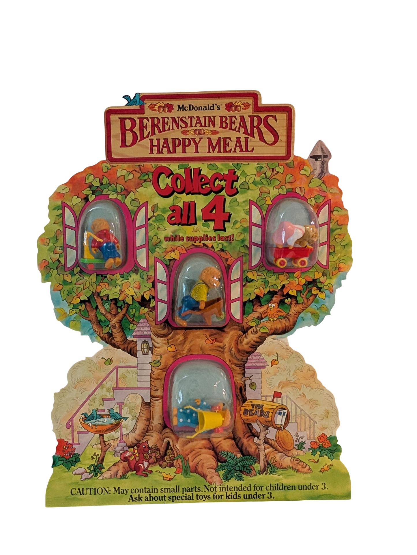 Vintage 1987 McDonald's In Store Display Berenstain Bears Happy Meal Toy with Mama Bear, Papa Bear, Brother Bear and Sister Bear