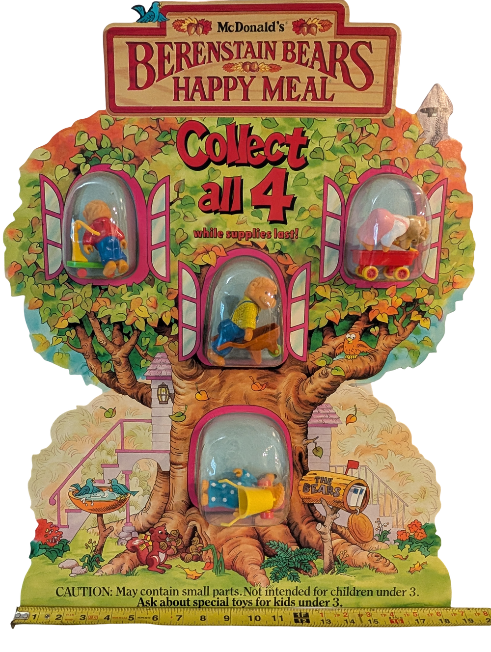 Vintage 1987 McDonald's In Store Display Berenstain Bears Happy Meal Toy with Mama Bear, Papa Bear, Brother Bear and Sister Bear