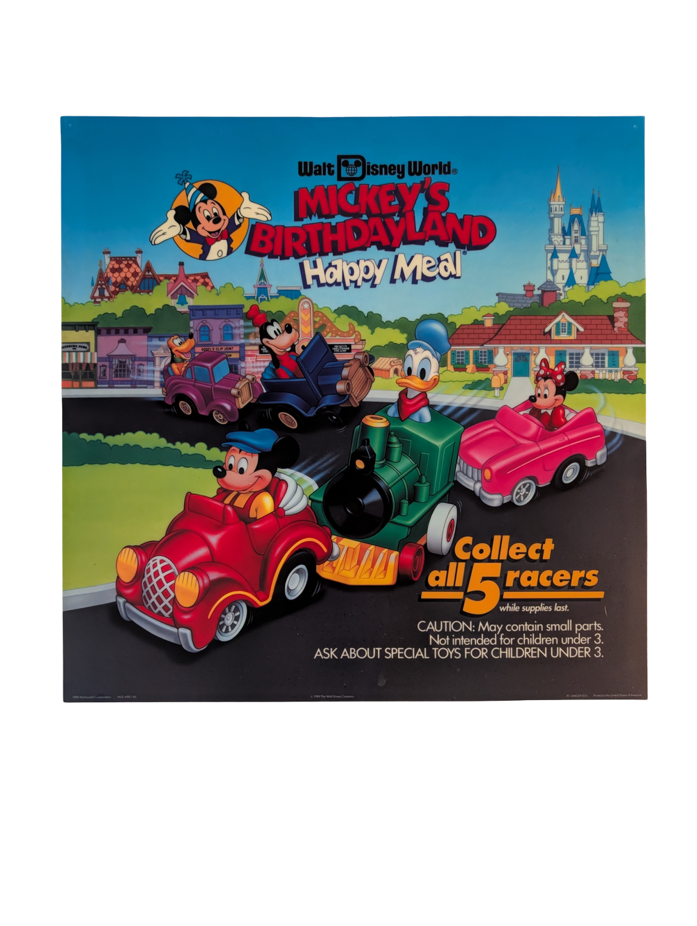 Vintage 1989 McDonald's In Store Poster Mickey's Birthdayland Happy Meal