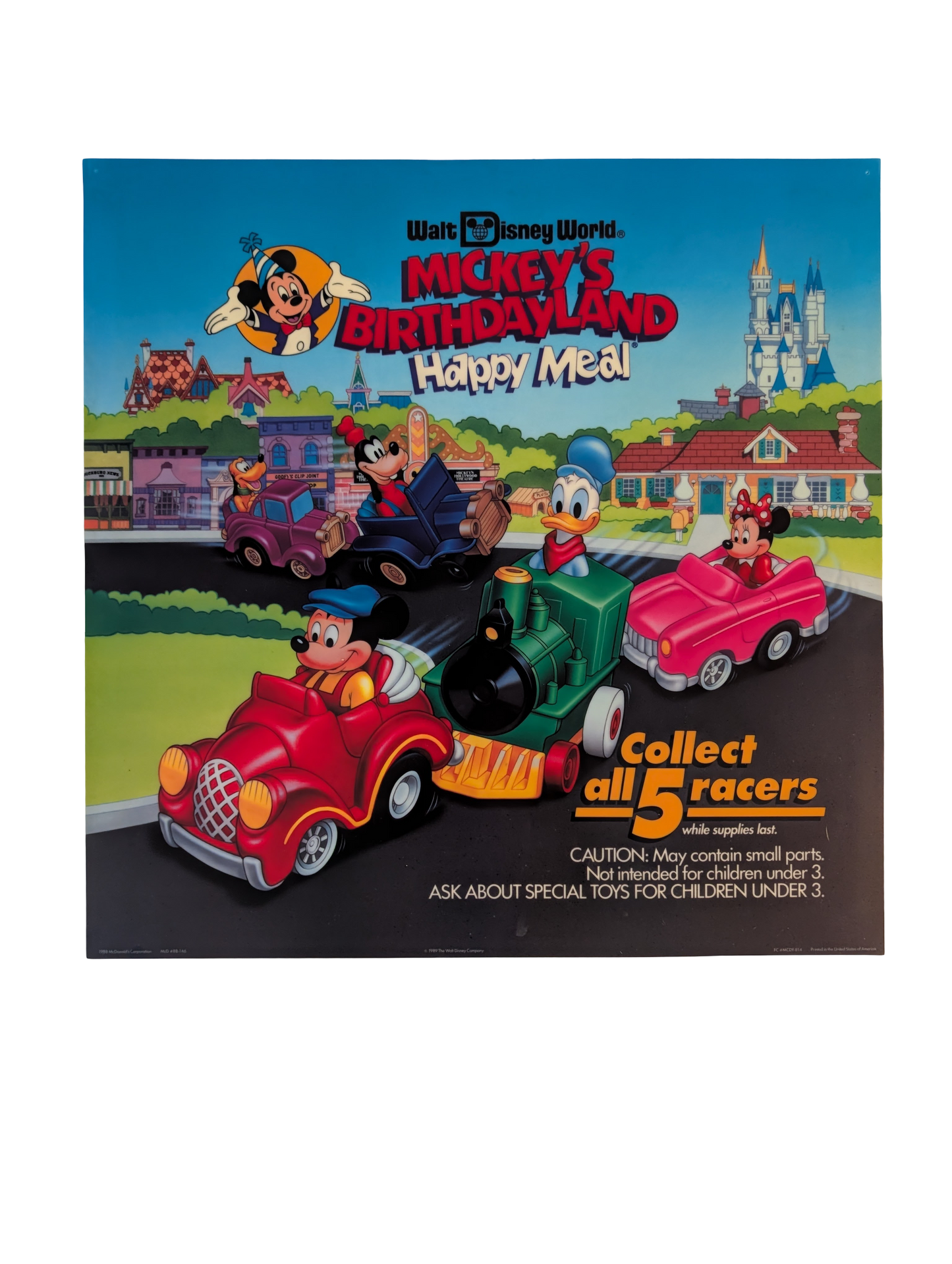 Vintage 1989 McDonald's In Store Poster Mickey's Birthdayland Happy Meal