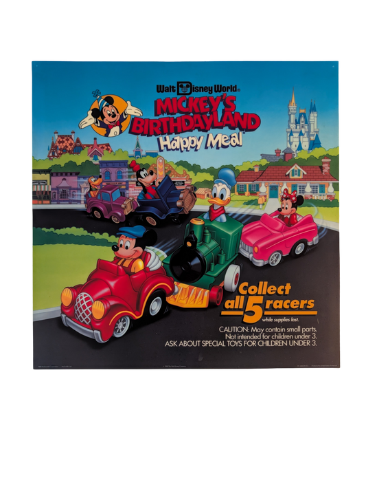 Vintage 1989 McDonald's In Store Poster Mickey's Birthdayland Happy Meal