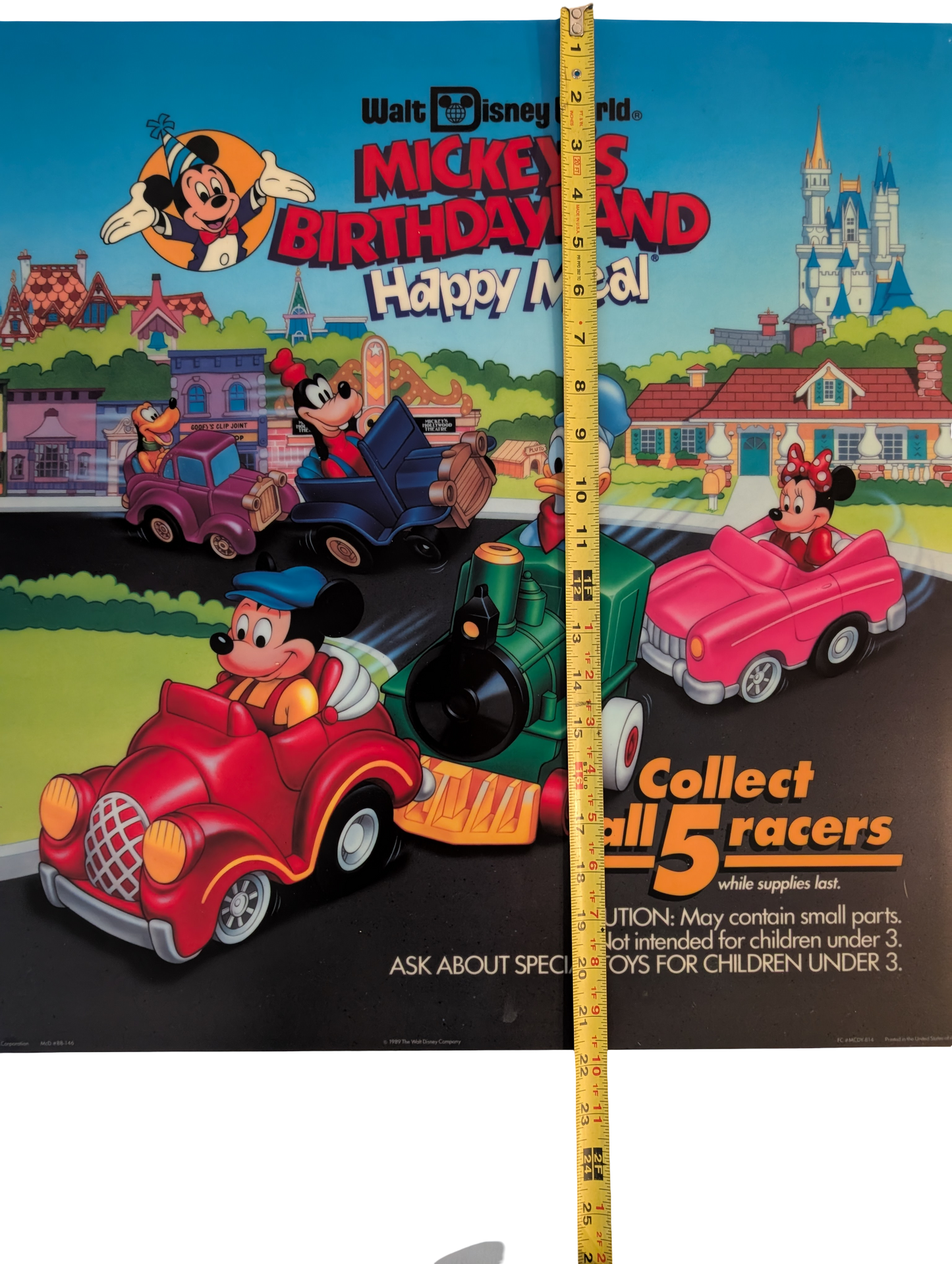 Vintage 1989 McDonald's In Store Poster Mickey's Birthdayland Happy Meal