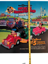 Vintage 1989 McDonald's In Store Poster Mickey's Birthdayland Happy Meal