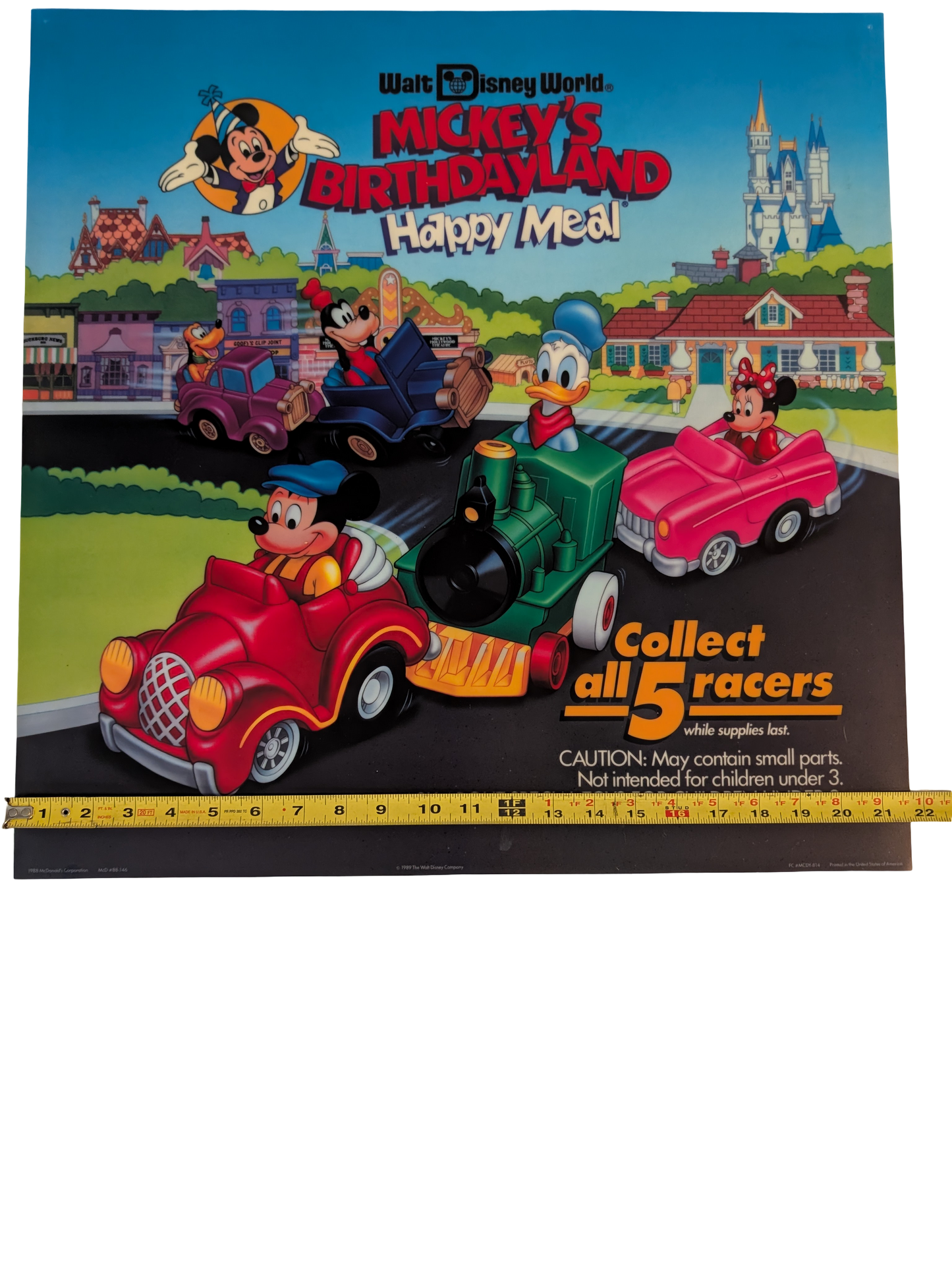 Vintage 1989 McDonald's In Store Poster Mickey's Birthdayland Happy Meal
