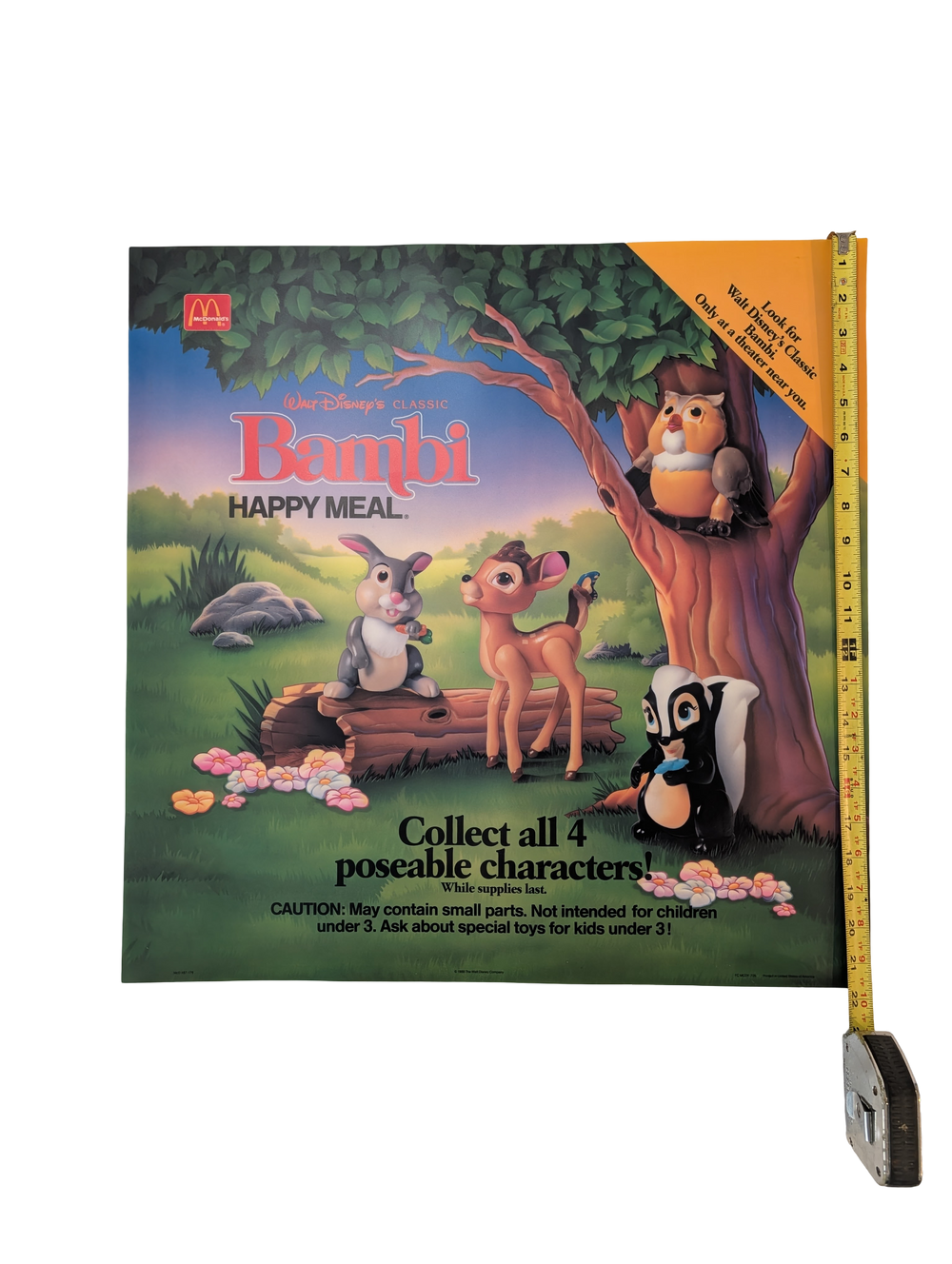 "Bambi" 1988 McDonald's Happy Meal Poster 21.75" x 21.75"