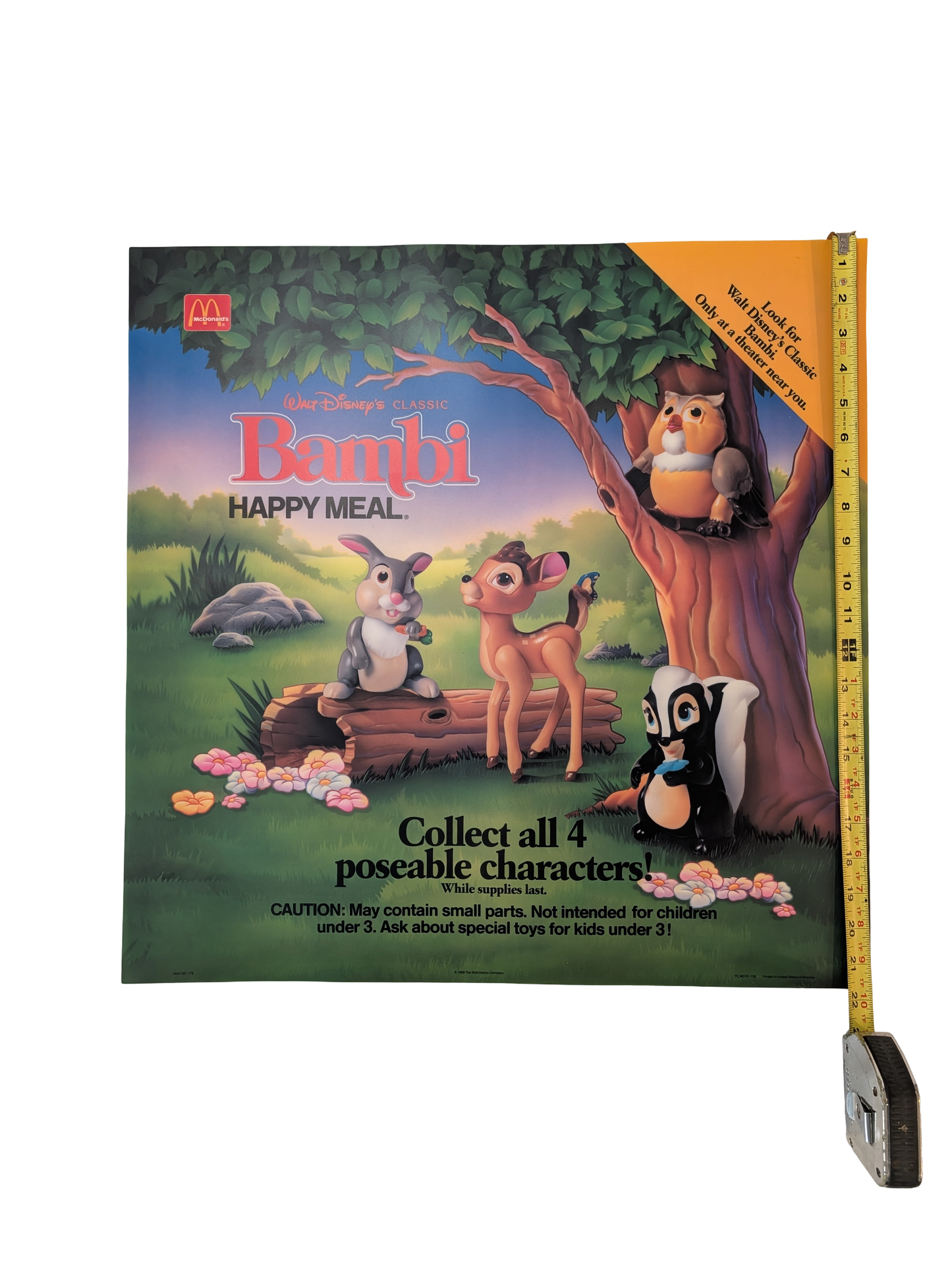 "Bambi" 1988 McDonald's Happy Meal Poster 21.75" x 21.75"