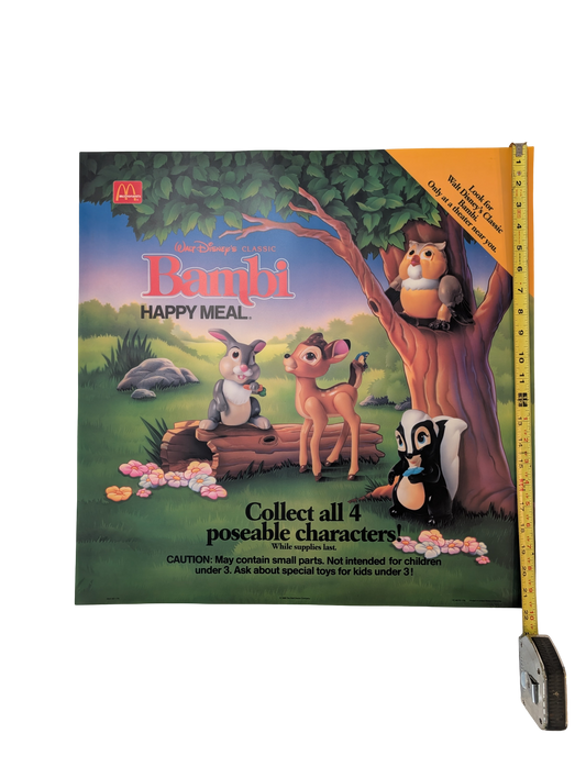 "Bambi" 1988 McDonald's Happy Meal Poster 21.75" x 21.75"