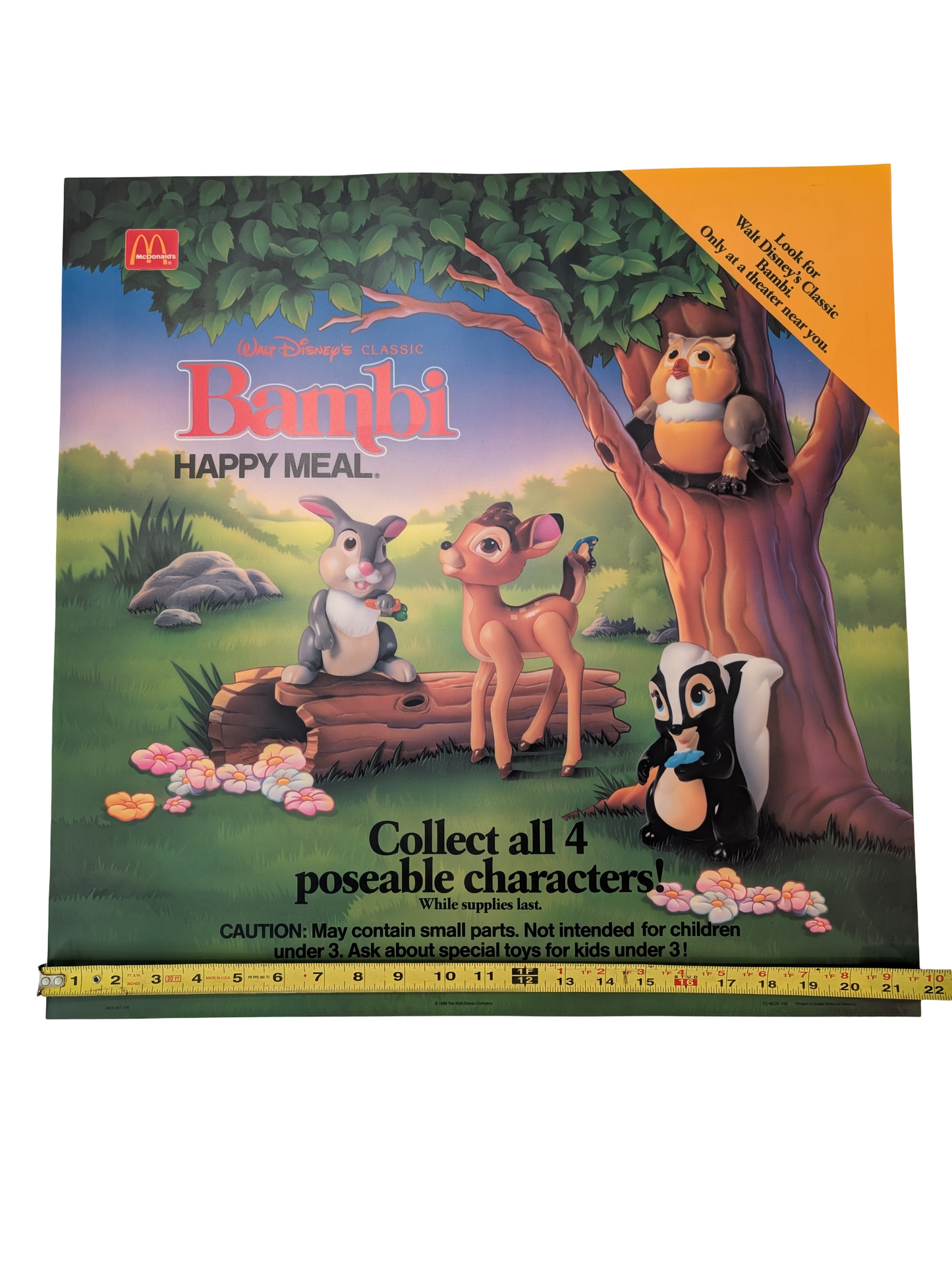 "Bambi" 1988 McDonald's Happy Meal Poster 21.75" x 21.75"