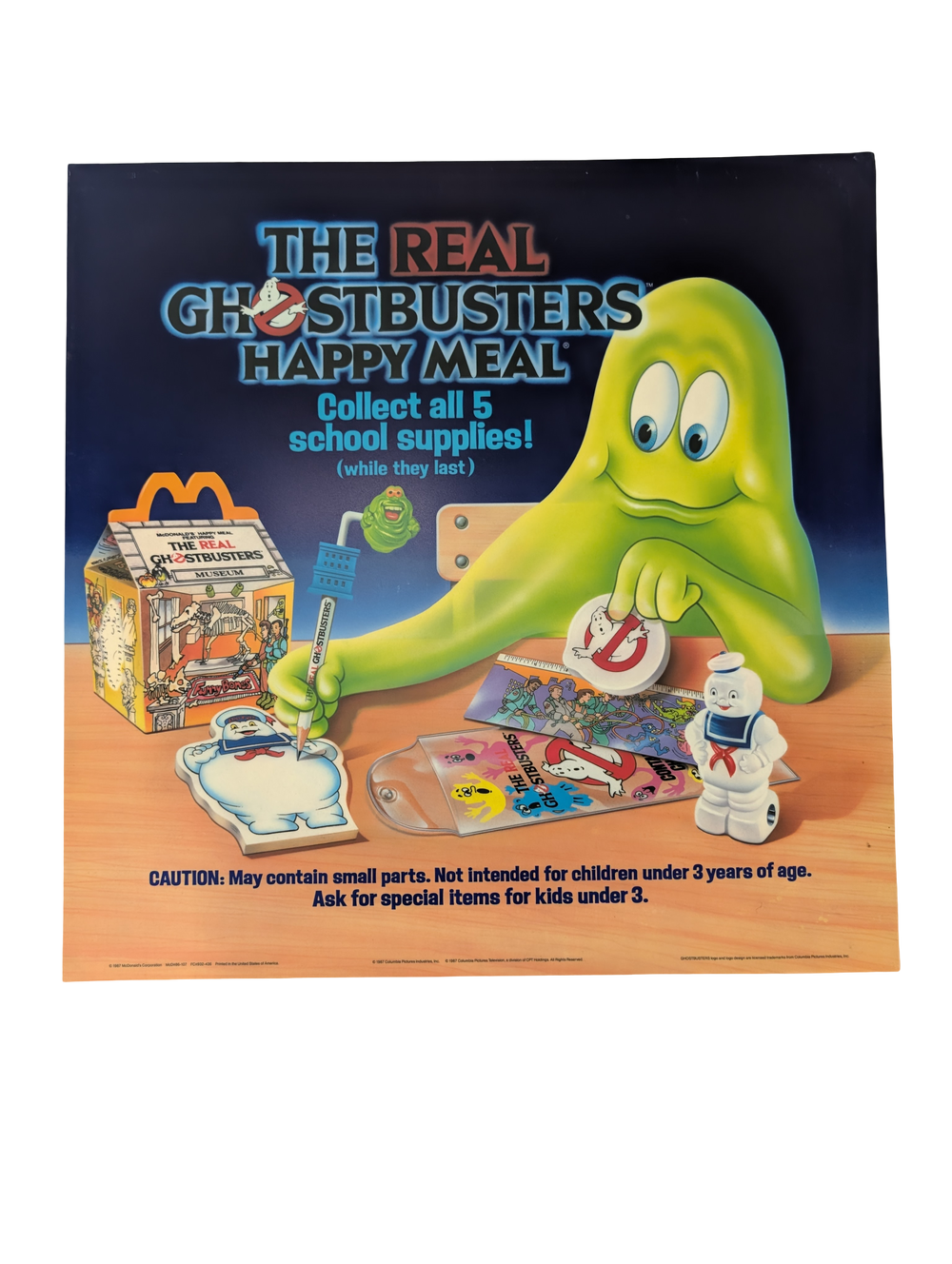 "Ghostbusters" 1987 McDonald's Happy Meal Poster 21.75" x 21.75"