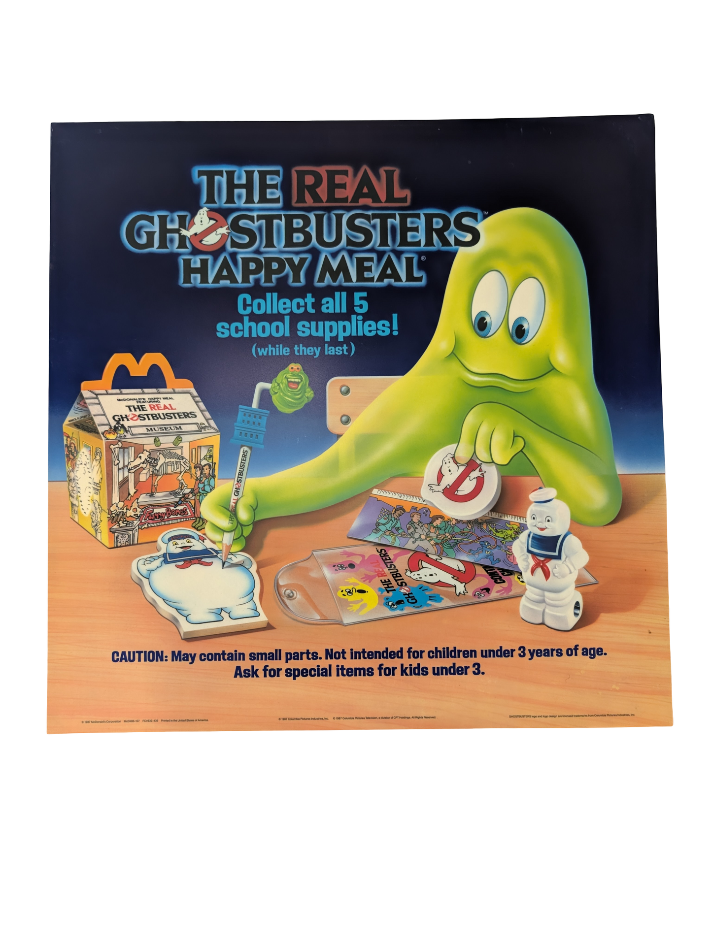 "Ghostbusters" 1987 McDonald's Happy Meal Poster 21.75" x 21.75"