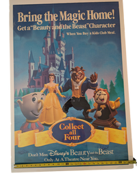 "Beauty and the Beast" 1991 Burger King Character Poster 26in x 29in
