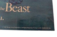 "Beauty and the Beast" 1991 Burger King Character Poster 26in x 29in
