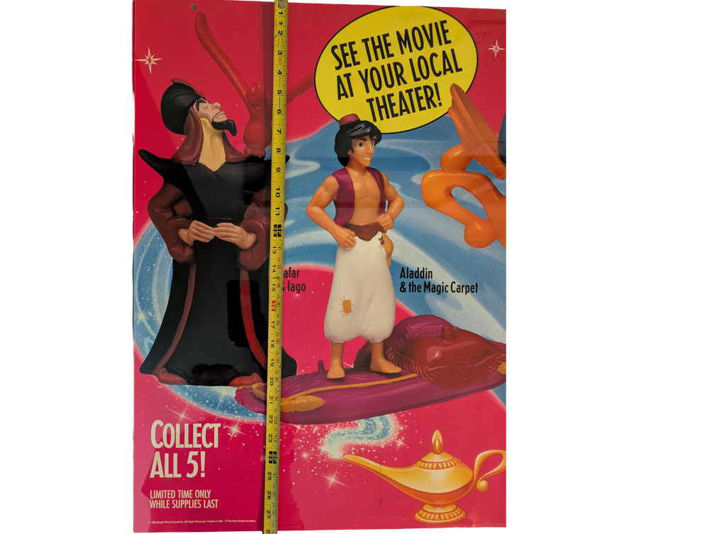 "Aladdin" 1992 Burger King Kids Club Toy Poster 28in x 56in