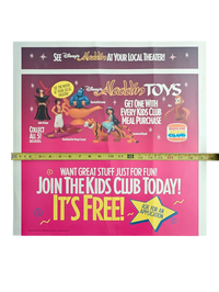 "Aladdin" 1992 Burger King Kids Club Toy Poster 19.5 in x 20 in