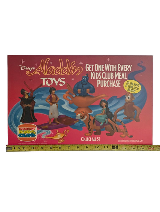 "Aladdin" 1992 Burger King Kids Club Toy Poster 16 in x 10 in