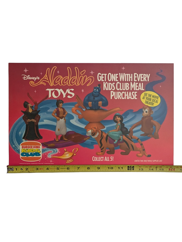 "Aladdin" 1992 Burger King Kids Club Toy Poster 16 in x 10 in