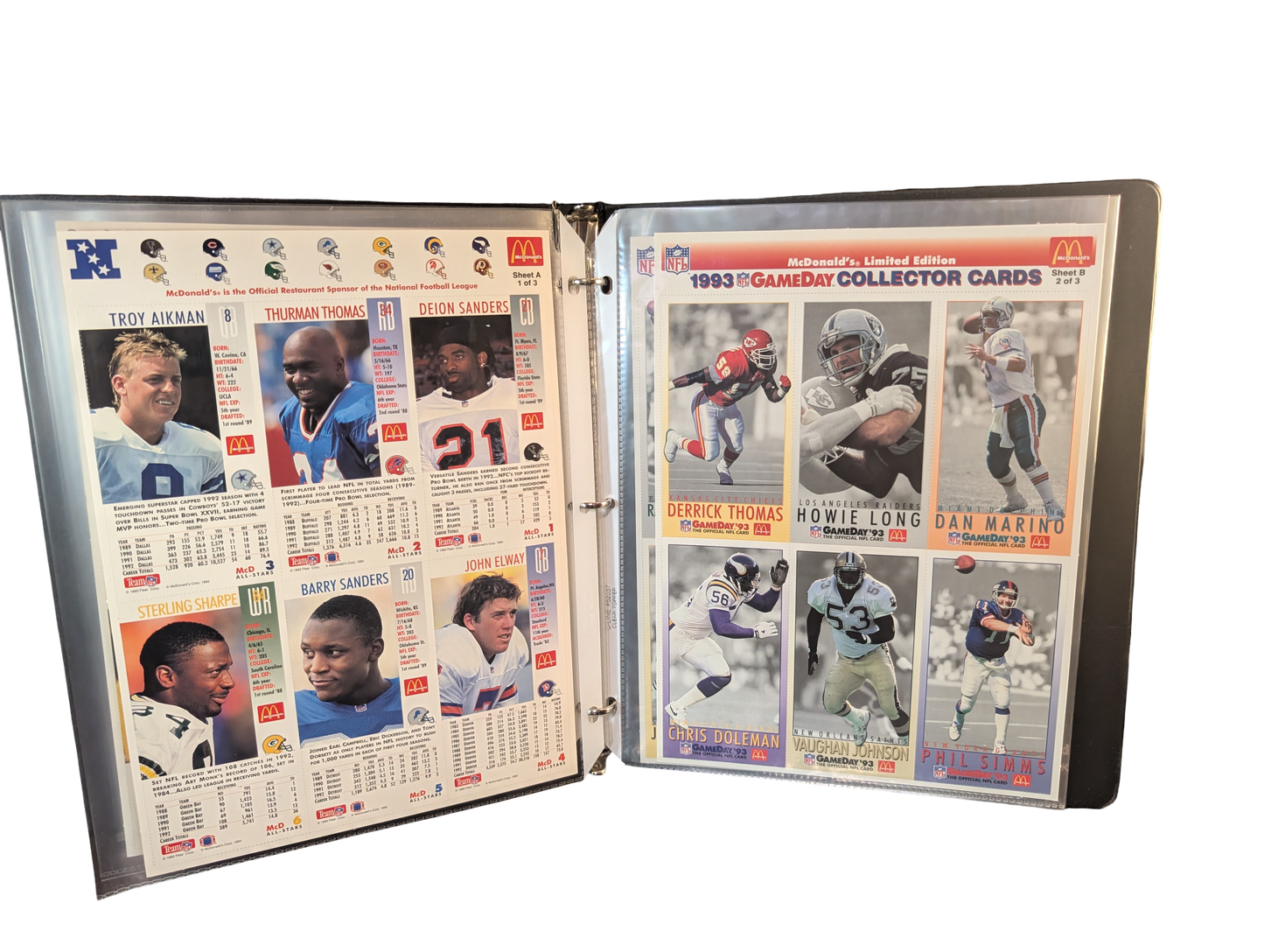 1993 McDonald’s NFL Gameday Collector Cards