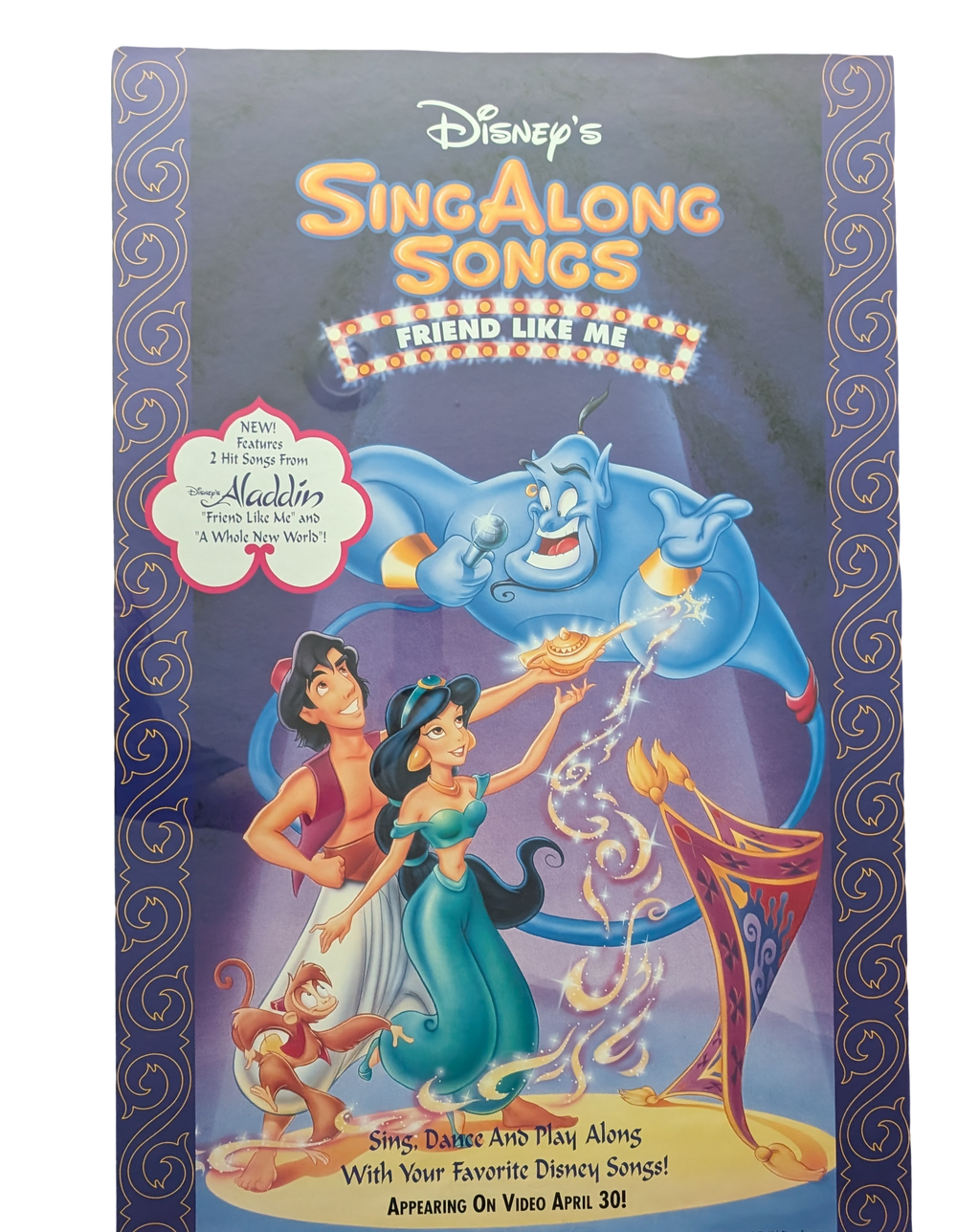 Disney's Aladdin Sing Along Movie Poster double sided 26in x 40in