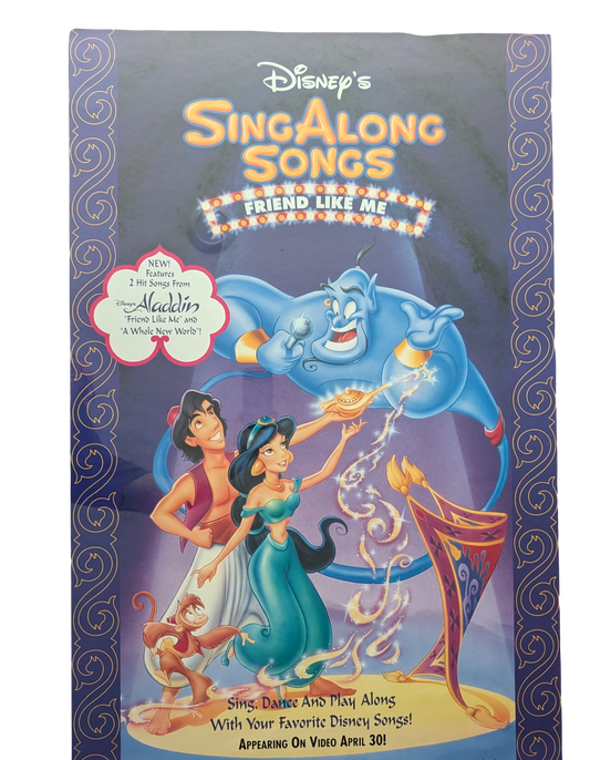 Disney's Aladdin Sing Along Movie Poster double sided 26in x 40in