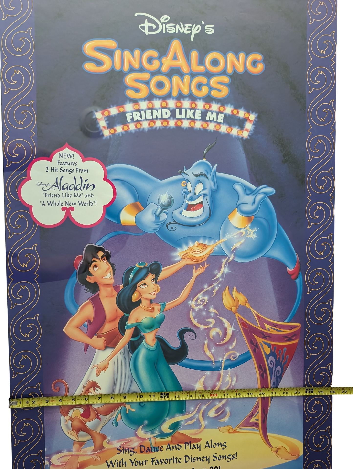 Disney's Aladdin Sing Along Movie Poster double sided 26in x 40in