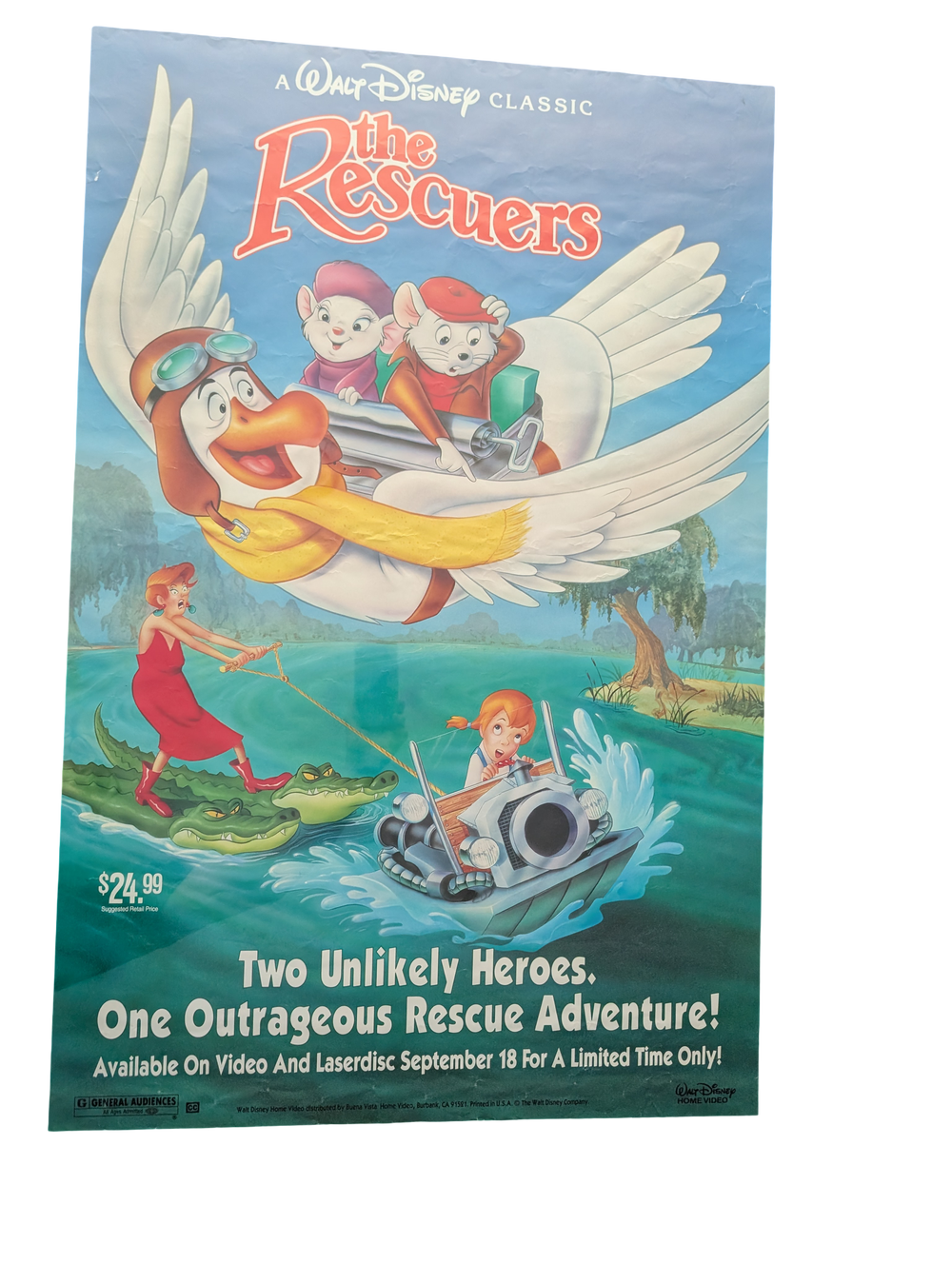 The Rescuers 1977 Movie Poster 26in x 40in